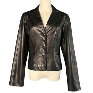 Vintage Michael‎ Hoban North Beach Leather Vintage Black Fitted Blazer Jacket 10
